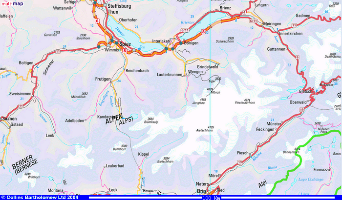 Location map of the Bernese Oberland