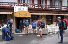 Leaving the Eiger Guesthouse in Murren